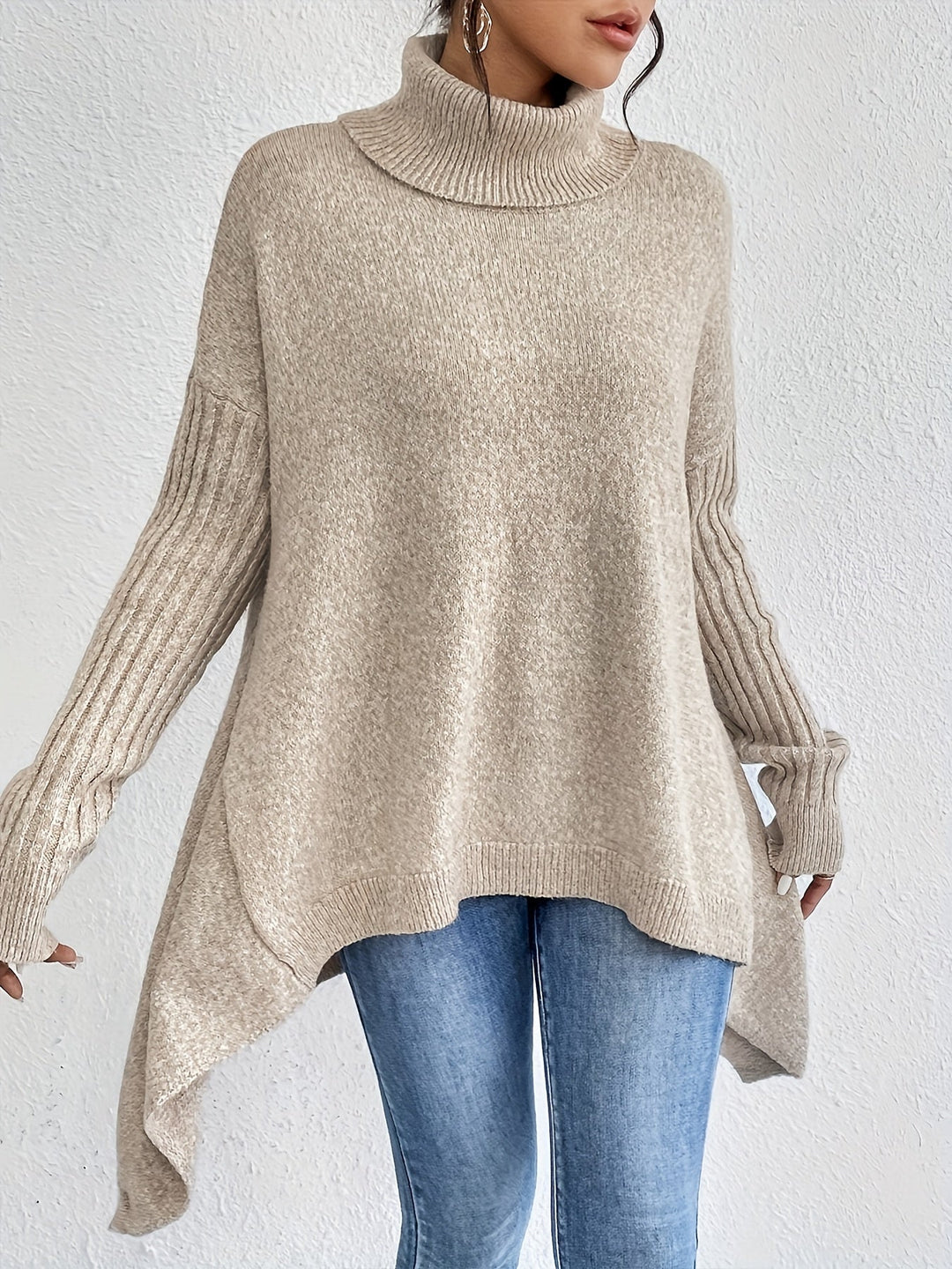 Léïna™ – Pull Doux à Col Montant Décontracté