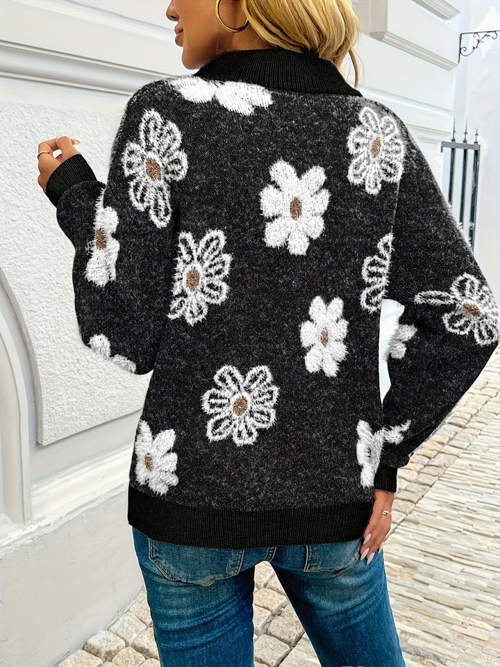 Monique™ – Élégant Cardigan Fleuri Doux et Intemporel