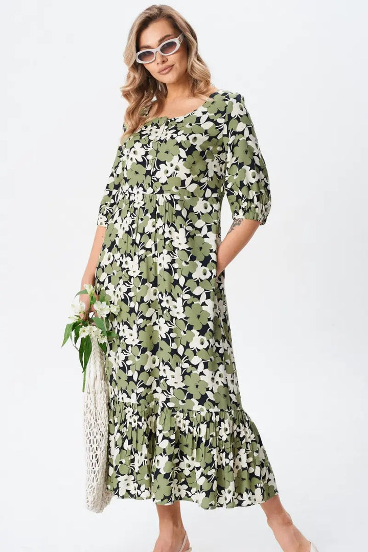 Florine™ — Élégante robe midi florale pour un style féminin
