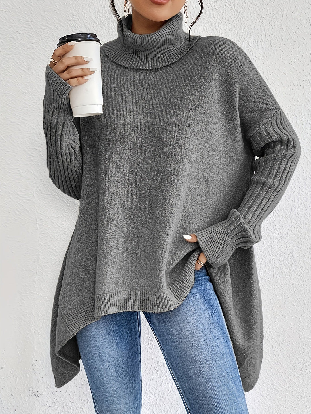 Léïna™ – Pull Doux à Col Montant Décontracté