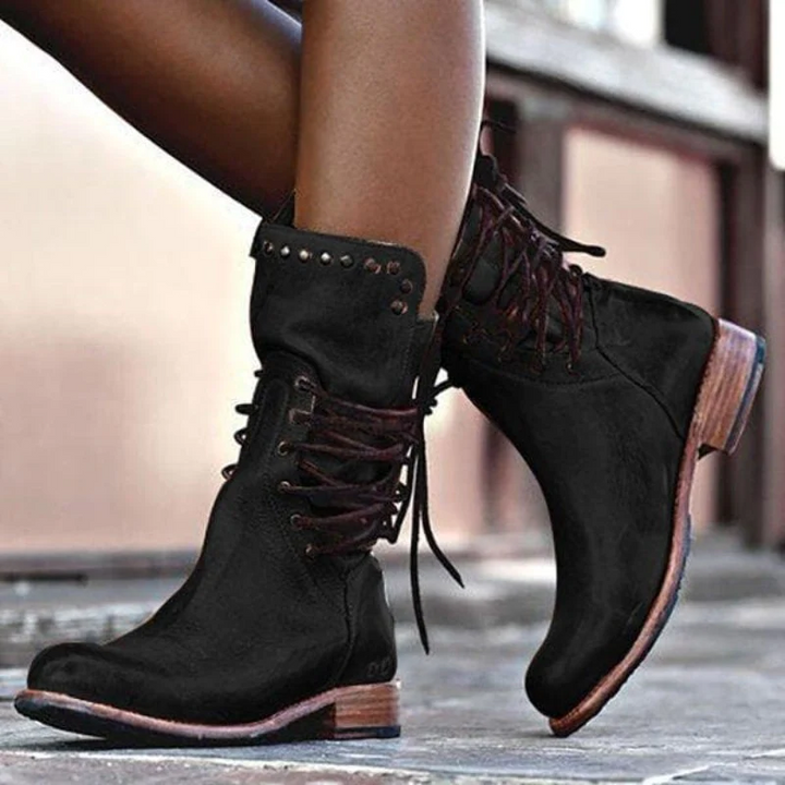 Camille™ | Bottines Vintage Mi-Mollet à Clous