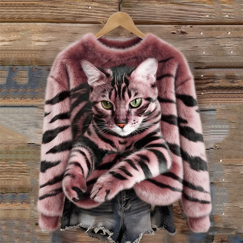 Marie™ | Élégant Pull Doux à Motif Chat