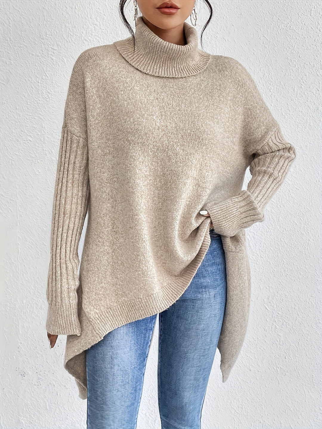 Léïna™ – Pull Doux à Col Montant Décontracté