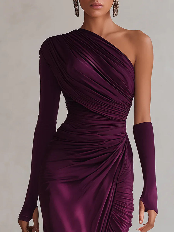 Isadora™ — Robe maxi drapée à une épaule