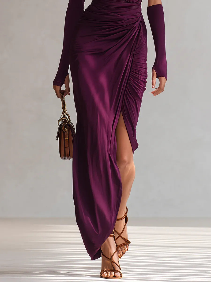 Isadora™ — Robe maxi drapée à une épaule