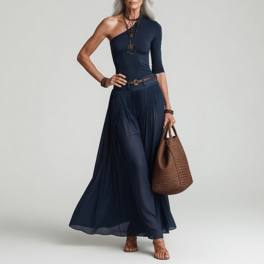 Constance™ — Robe longue asymétrique à une épaule élégante