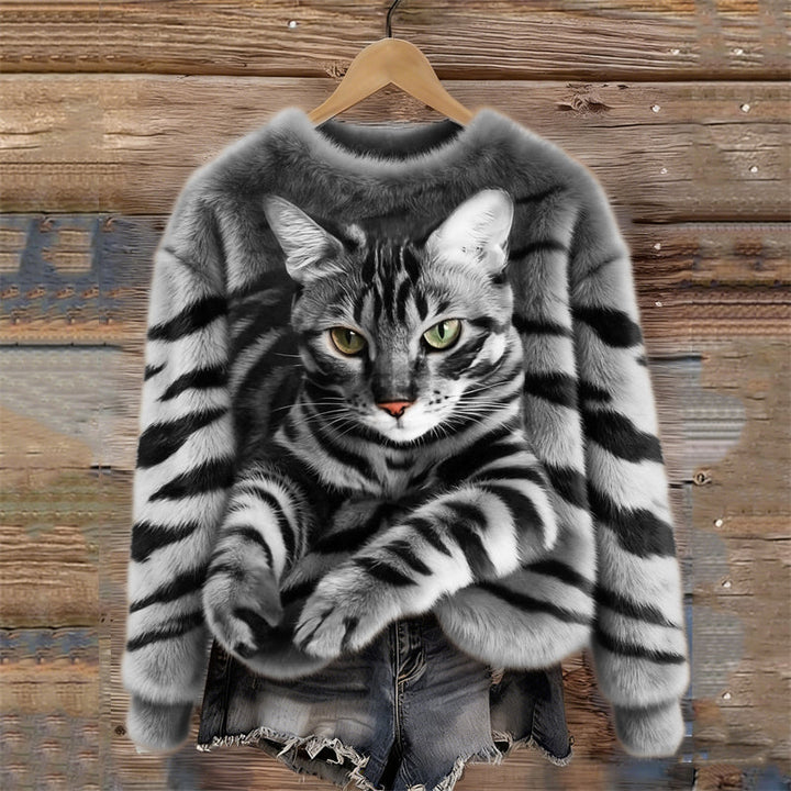 Marie™ | Élégant Pull Doux à Motif Chat