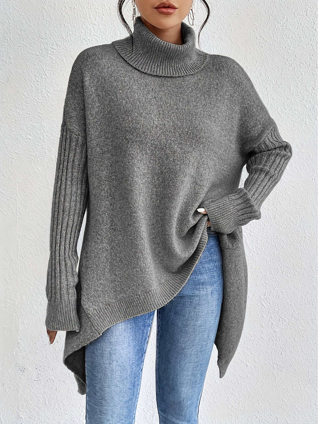 Léïna™ – Pull Doux à Col Montant Décontracté