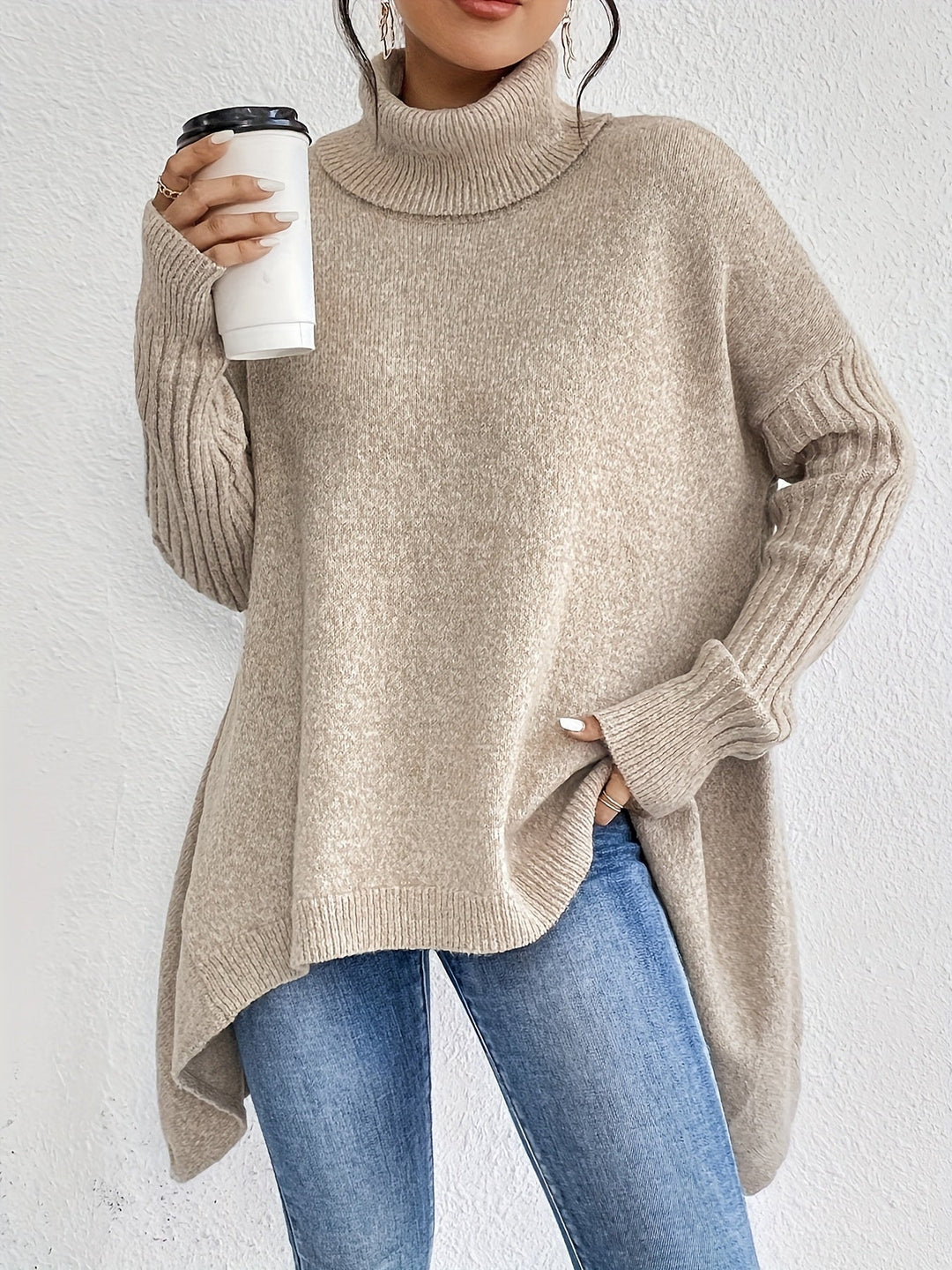 Léïna™ – Pull Doux à Col Montant Décontracté