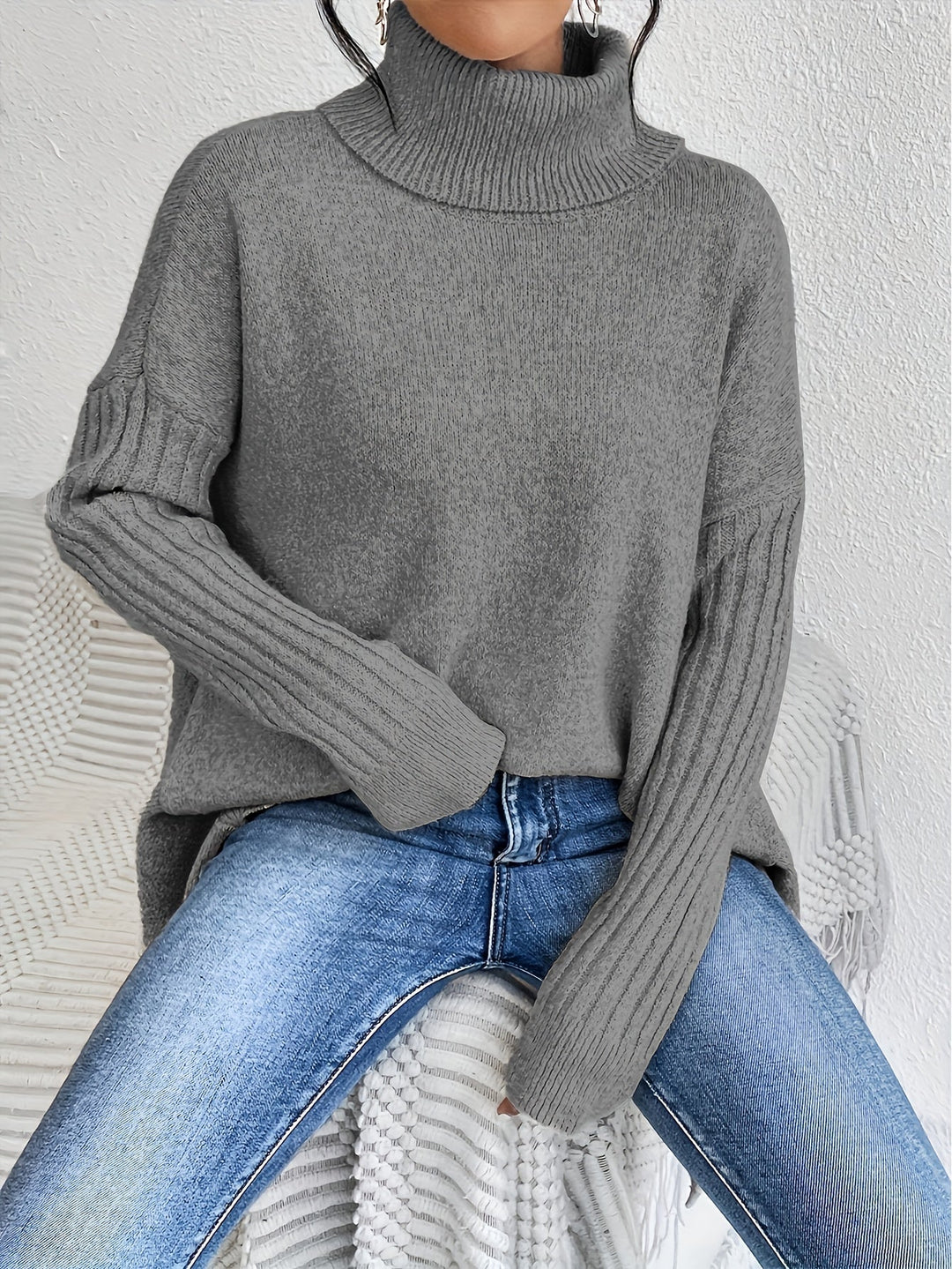 Léïna™ – Pull Doux à Col Montant Décontracté