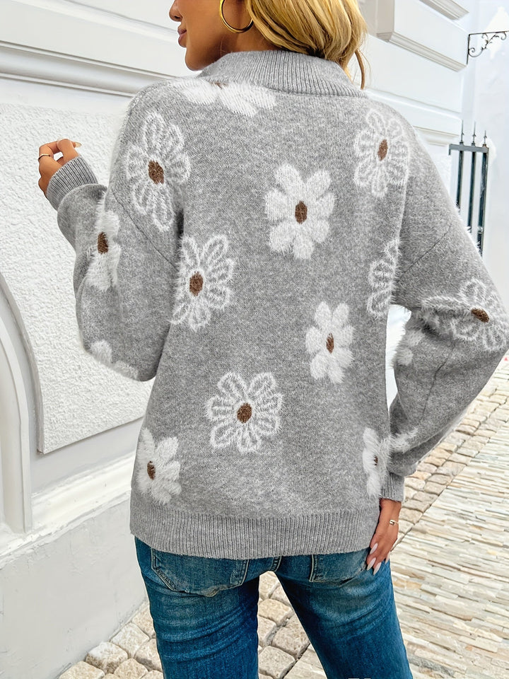 Monique™ – Élégant Cardigan Fleuri Doux et Intemporel