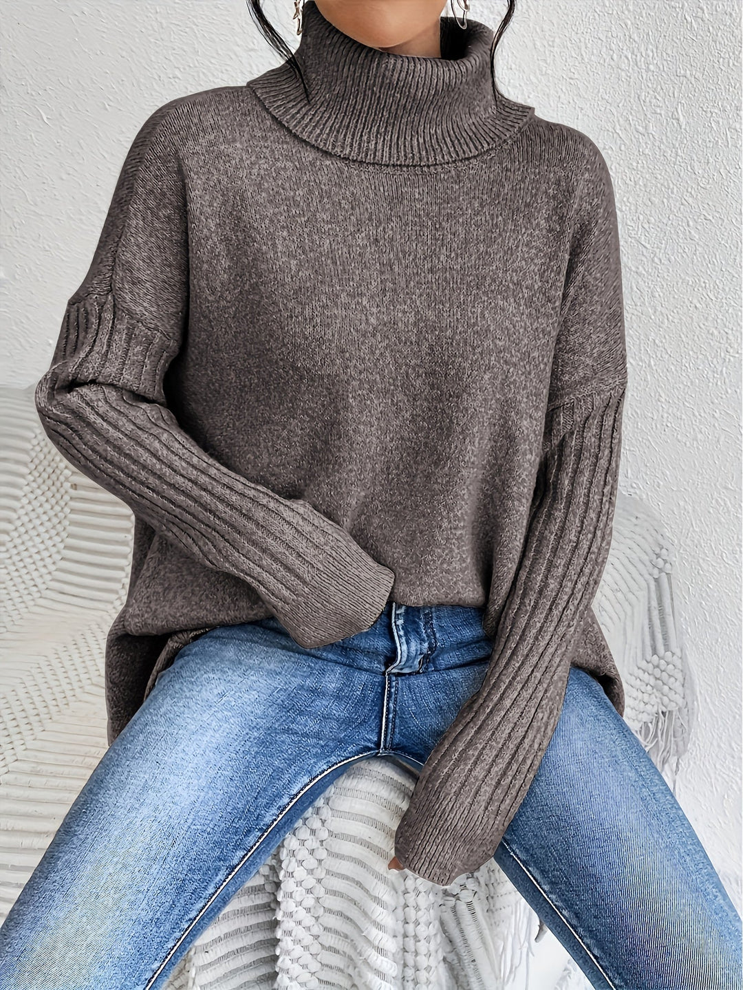 Léïna™ – Pull Doux à Col Montant Décontracté