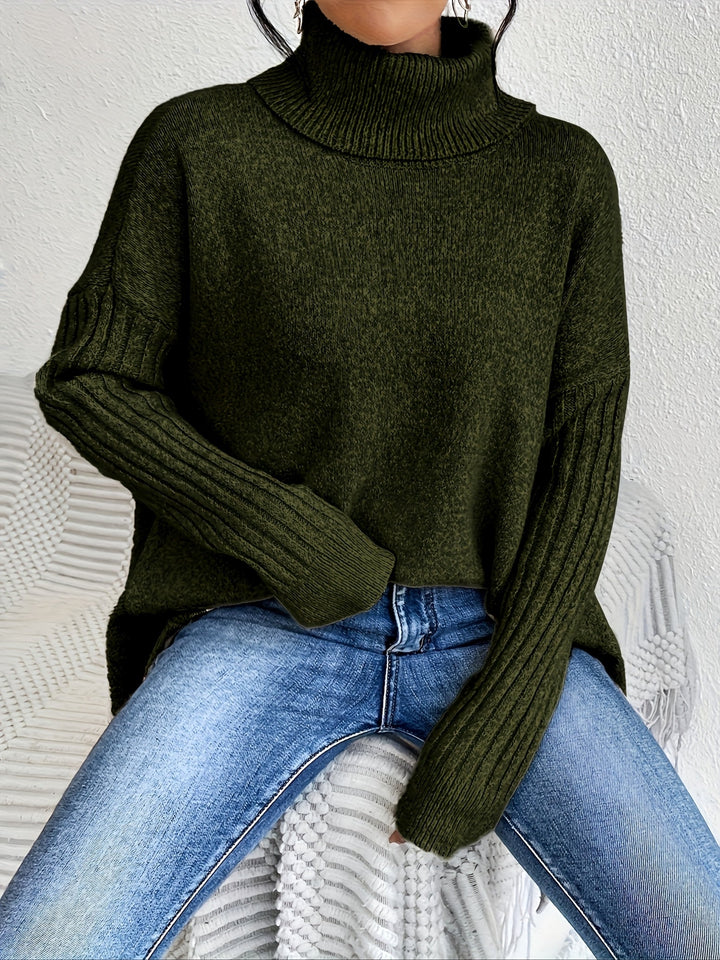 Léïna™ – Pull Doux à Col Montant Décontracté