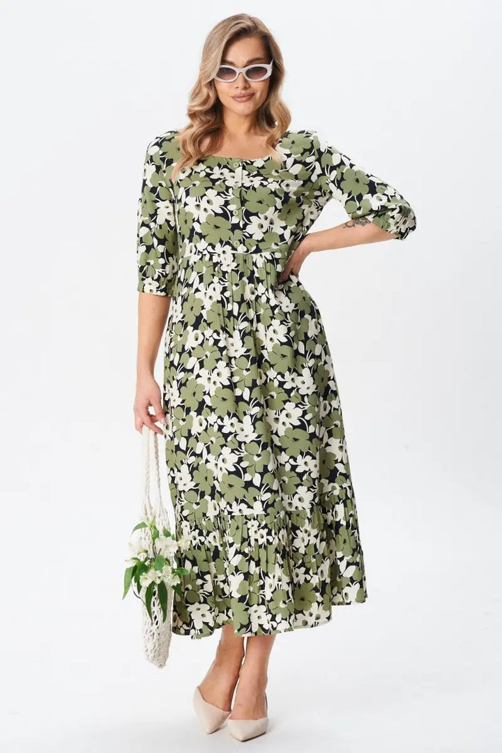 Florine™ — Élégante robe midi florale pour un style féminin