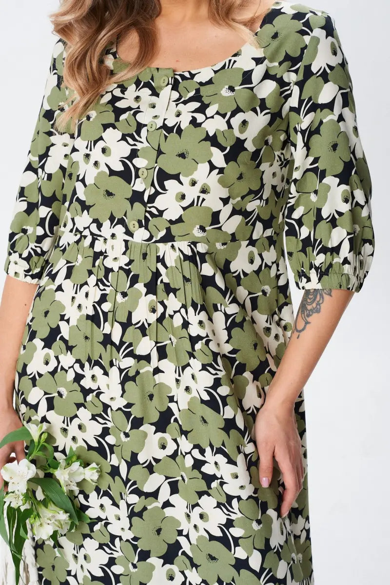 Florine™ — Élégante robe midi florale pour un style féminin