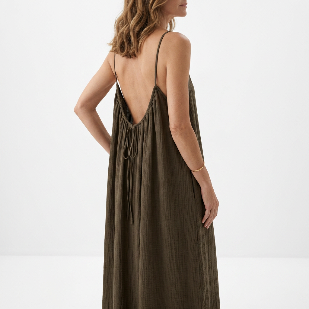 Dorsale™ - Robe Maxi Dos Nu avec Bretelles à Lacet