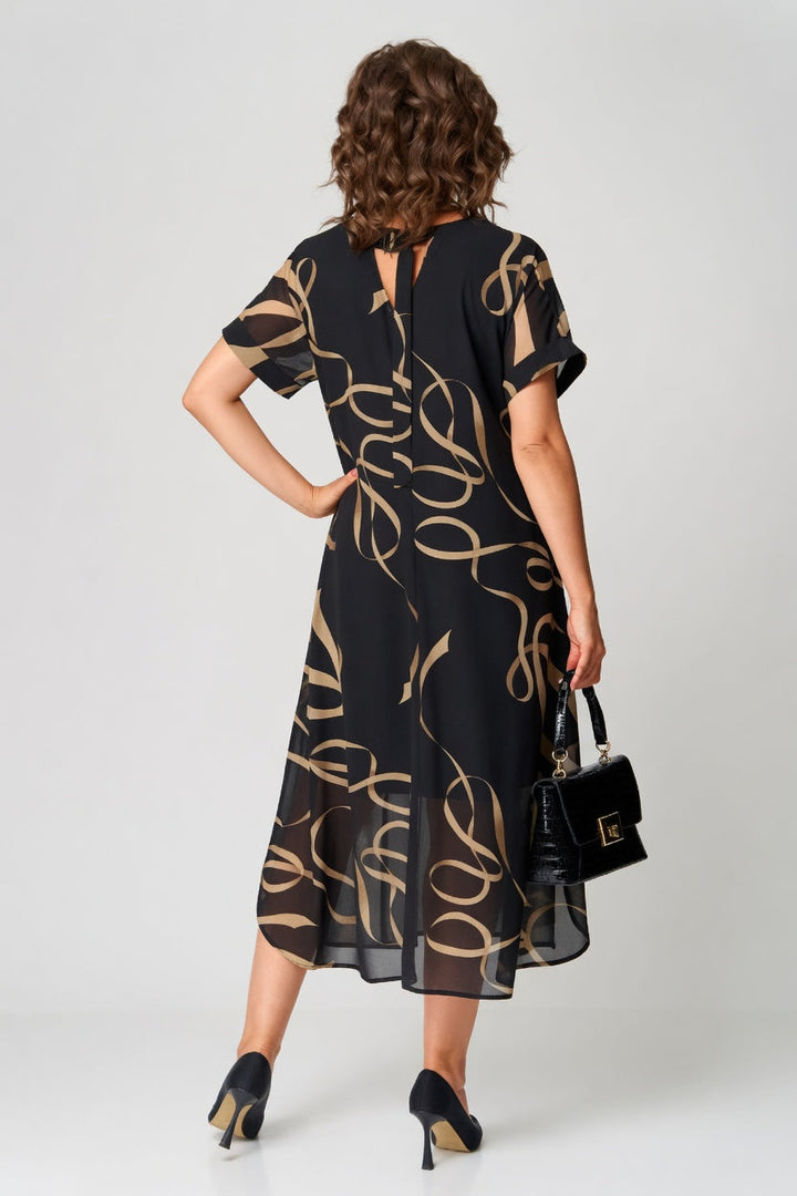Edmée™ – Robe Graphique Fluide, Élégance Affirmée