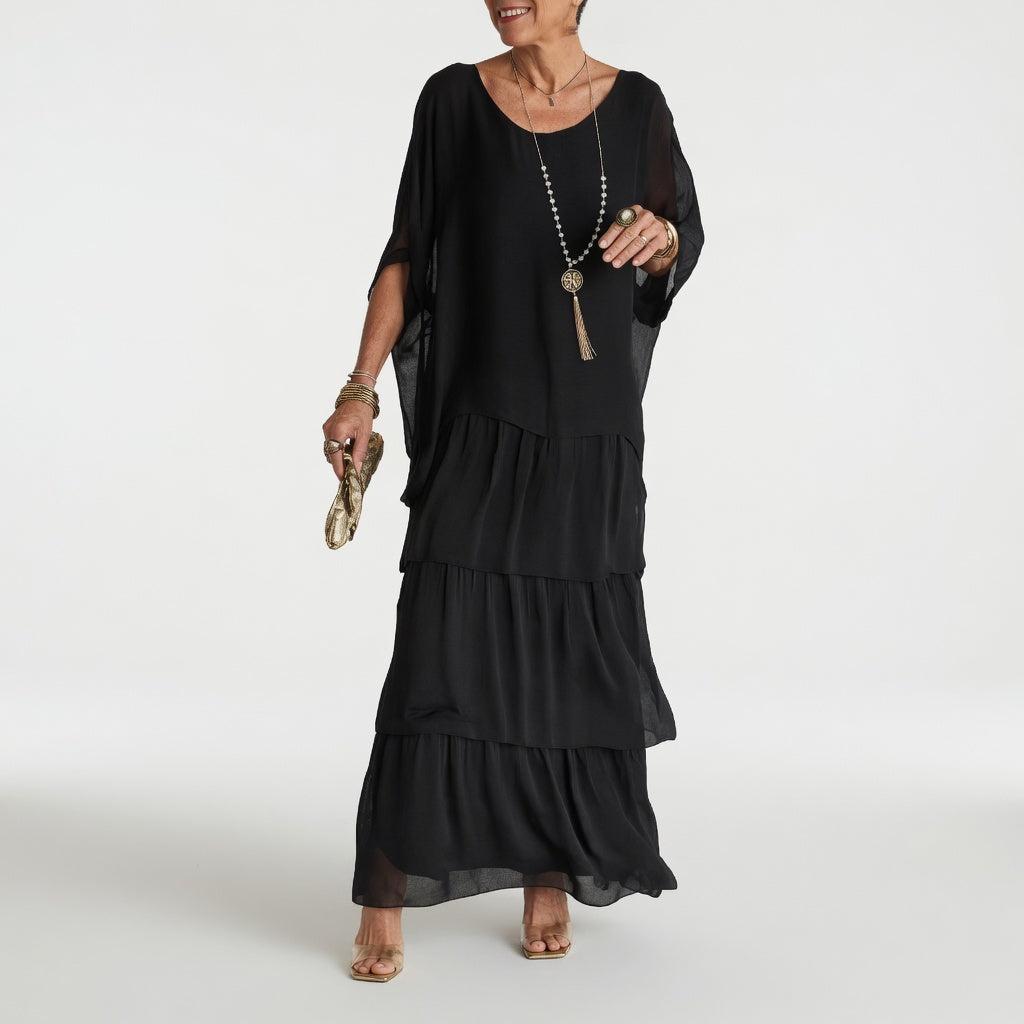 Émeline™ — Robe maxi fluide à volants au style bohème