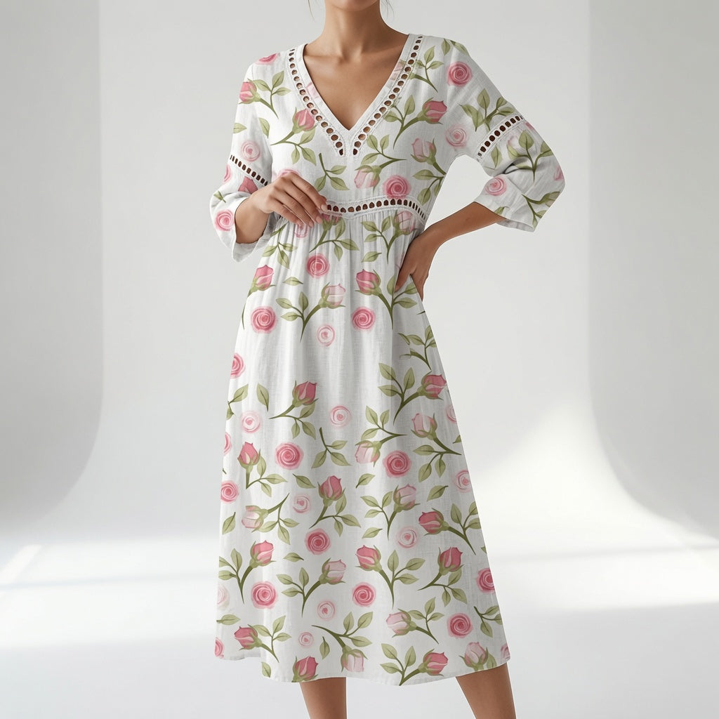 Maricella™ — Robe fluide à fleurs, élégance romantique