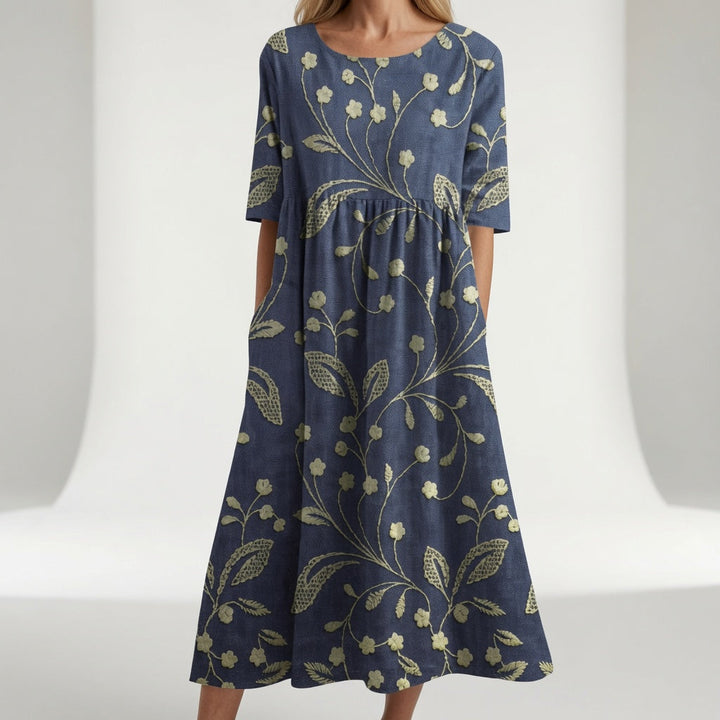 Santorine™ - Fluide Maxi Robe Fleurie à Col V