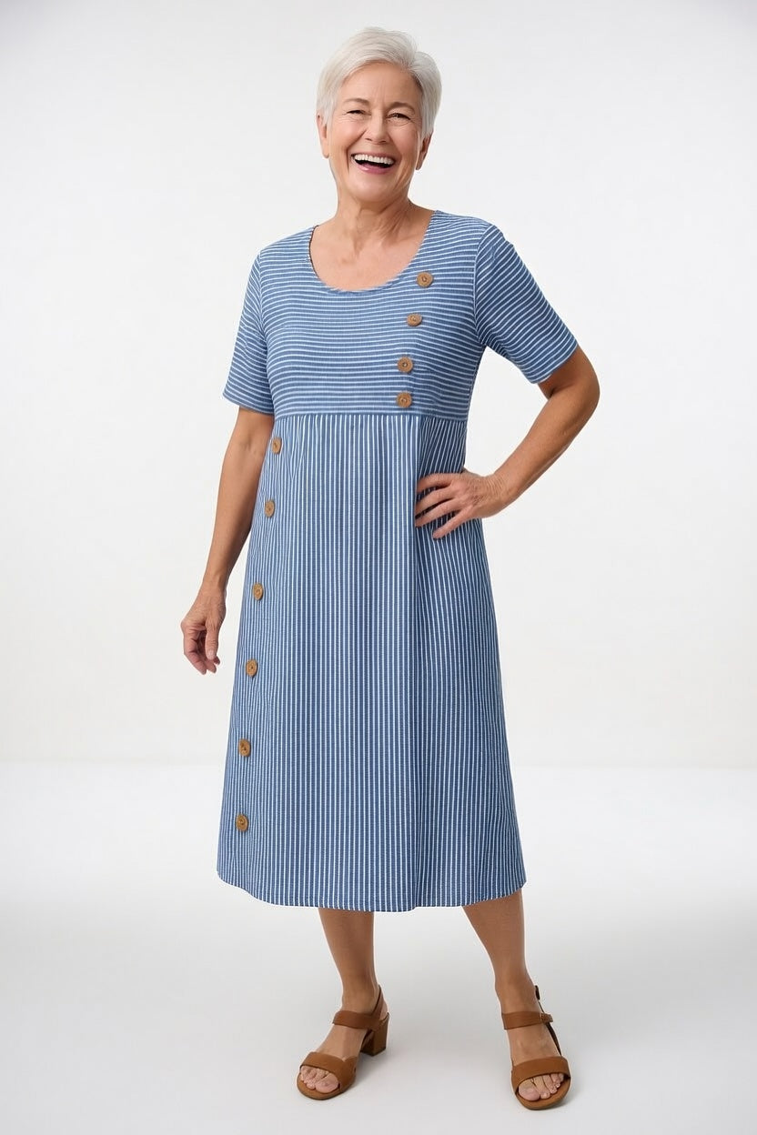 Linéora™ — Robe fluide à rayures au charme estival