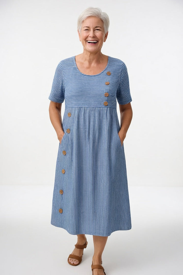 Linéora™ — Robe fluide à rayures au charme estival