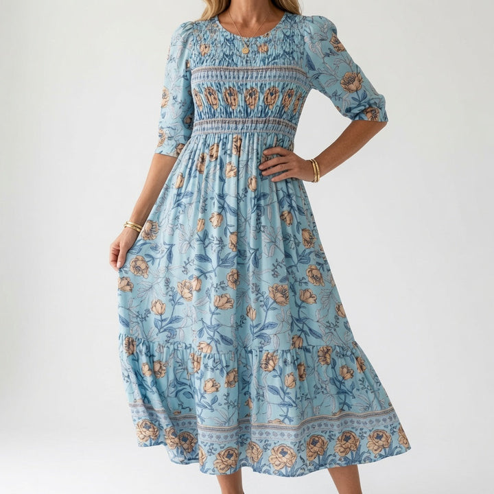 Santorine™ - Fluide Maxi Robe Fleurie à Col V