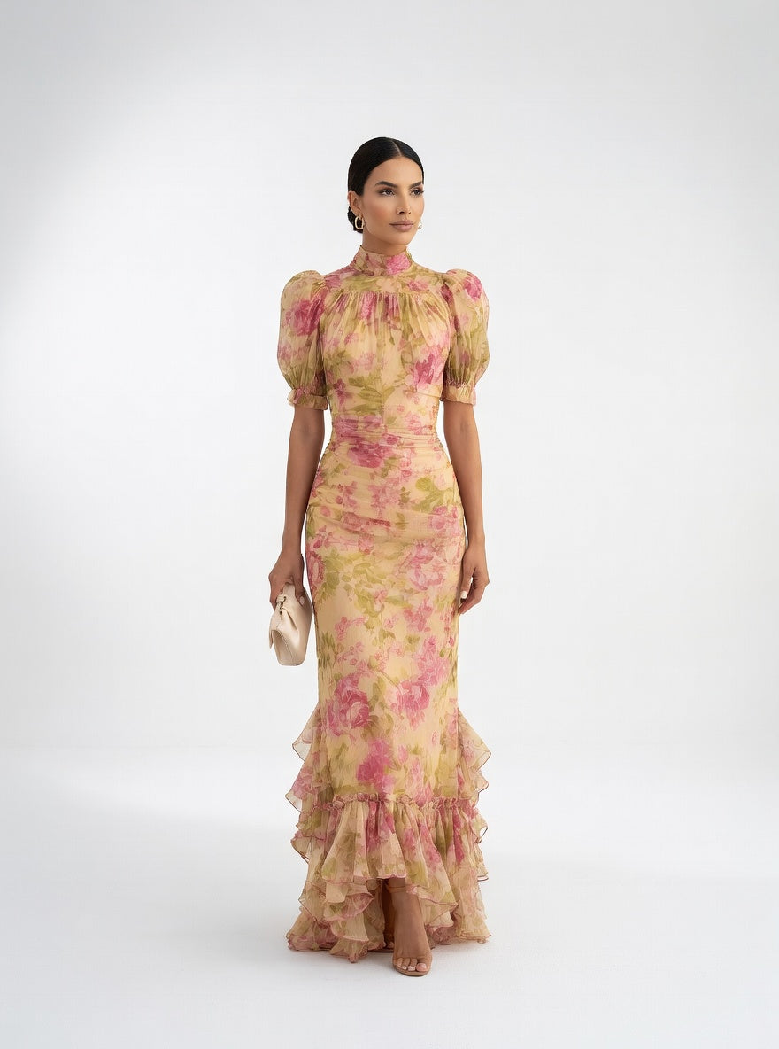 Roséliane™ — Robe Longue Florale au Style Romantique