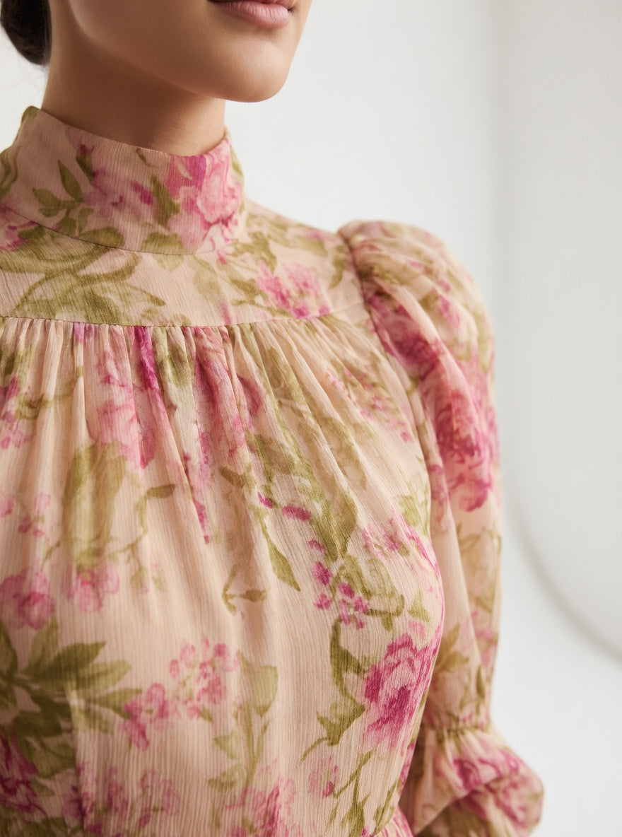 Roséliane™ — Robe Longue Florale au Style Romantique