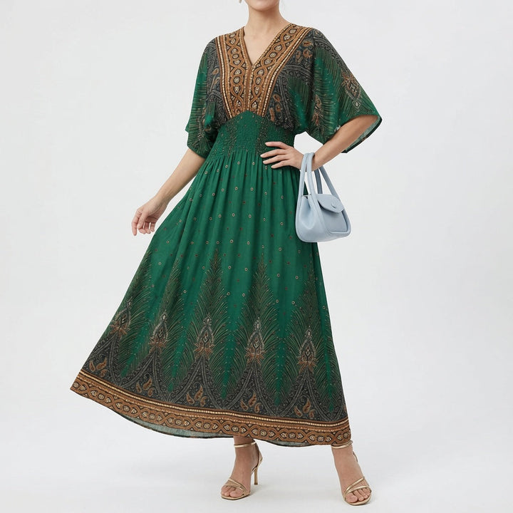 Orientale™ — Élégante Robe Maxi à Imprimé Ethnique Bohème