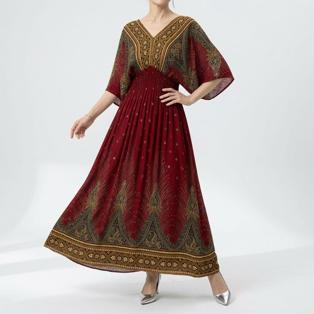 Orientale™ — Élégante Robe Maxi à Imprimé Ethnique Bohème