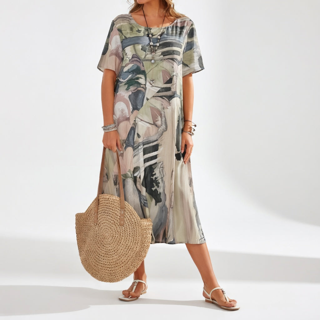 Azéloria™ — Robe Longue Élégante au Design Artistique et Fluide