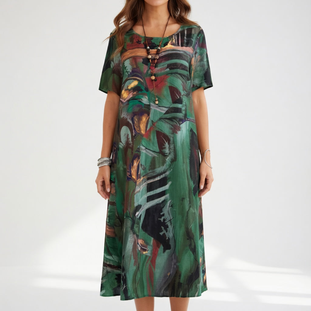 Azéloria™ — Robe Longue Élégante au Design Artistique et Fluide