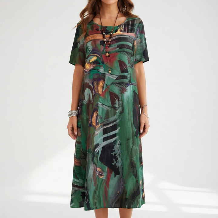 Azéloria™ — Robe Longue Élégante au Design Artistique et Fluide