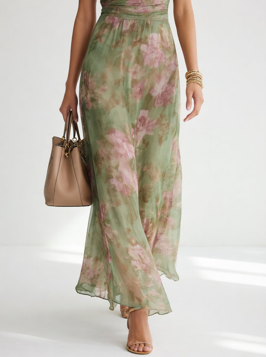 Roséline™ — Élégante Robe Longue Florale et Aérienne