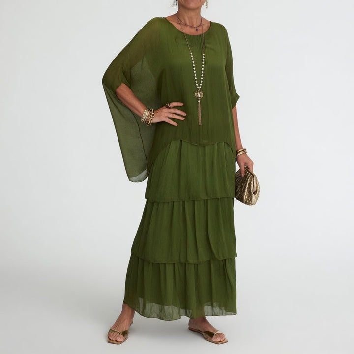 Émeline™ — Robe maxi fluide à volants au style bohème