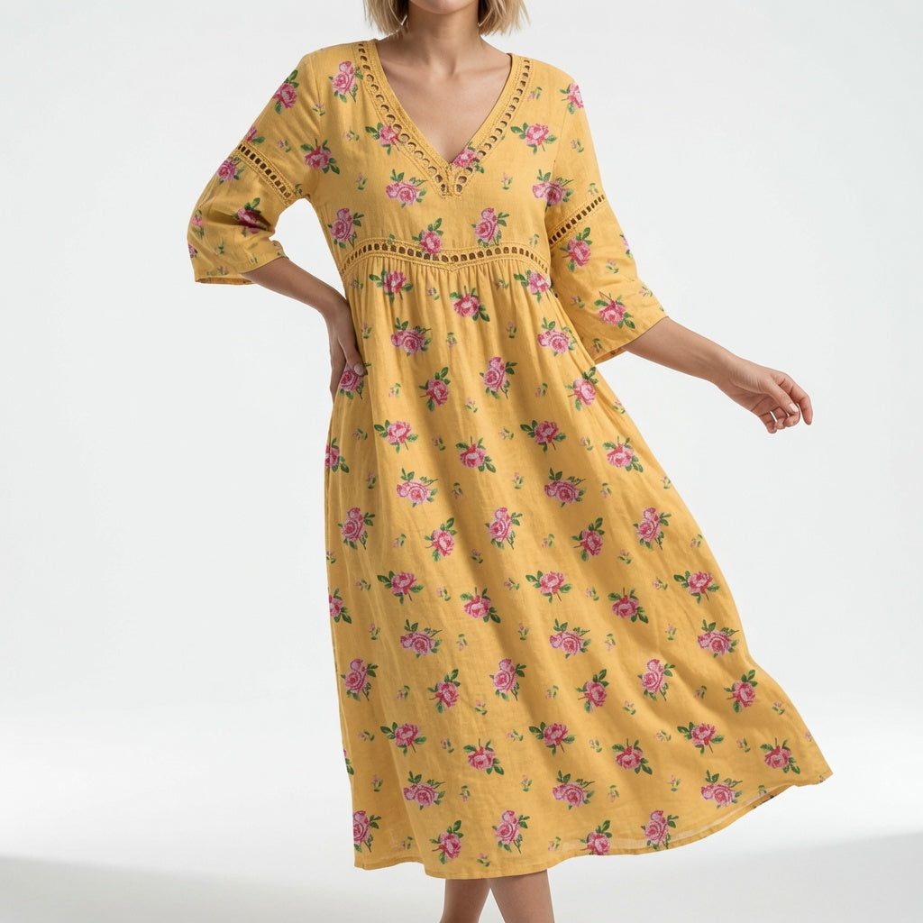 Maricella™ — Robe fluide à fleurs, élégance romantique