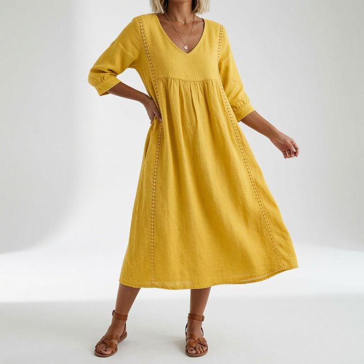 Éléonisse™ — Robe Midi Élégance Naturelle en Tissu Fluide