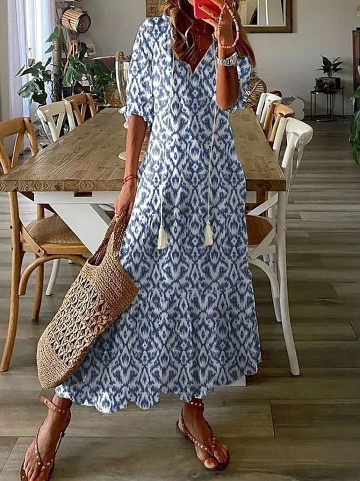 Élodie™ — Élégante Robe Maxi en Velours Floral