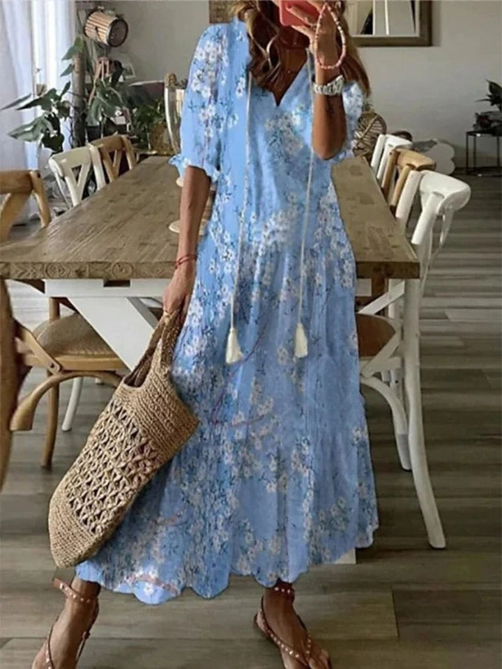 Élodie™ — Élégante Robe Maxi en Velours Floral