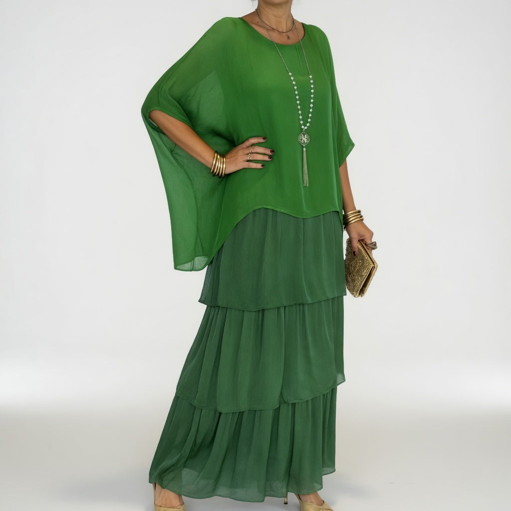 Émeline™ — Robe maxi fluide à volants au style bohème
