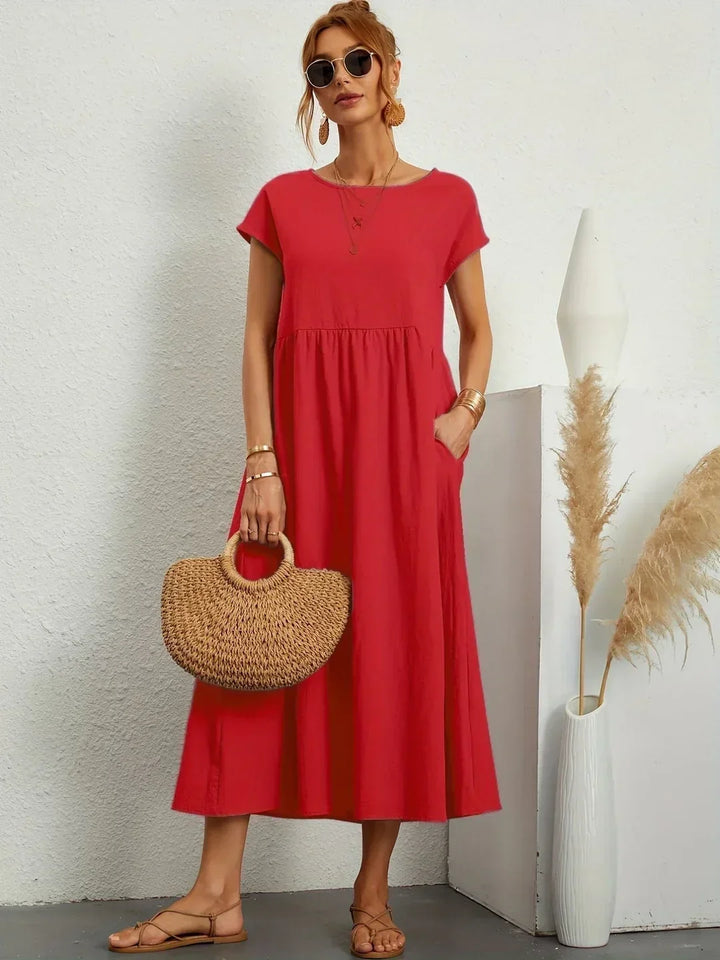 Gabrielle™ — Robe Midi Élégante en Tissu Fluide