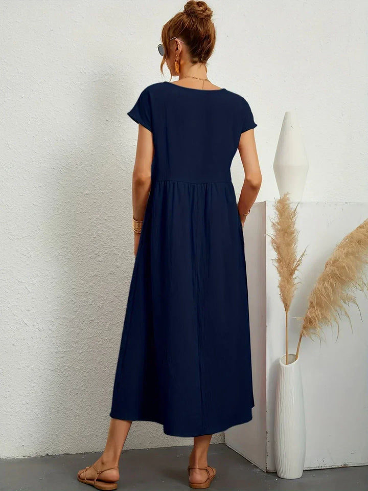 Gabrielle™ — Robe Midi Élégante en Tissu Fluide