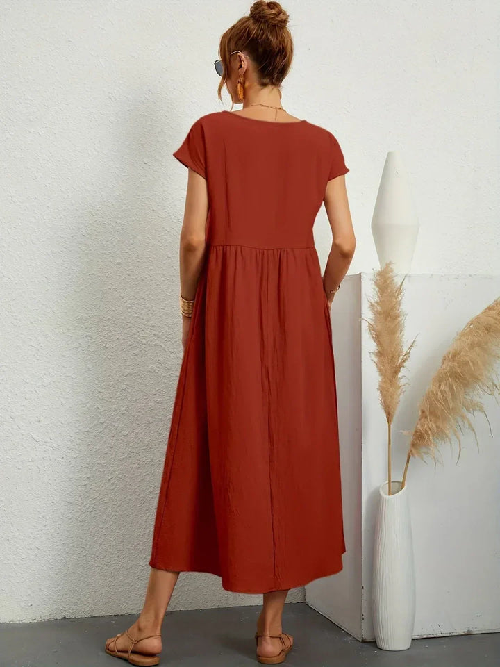 Gabrielle™ — Robe Midi Élégante en Tissu Fluide