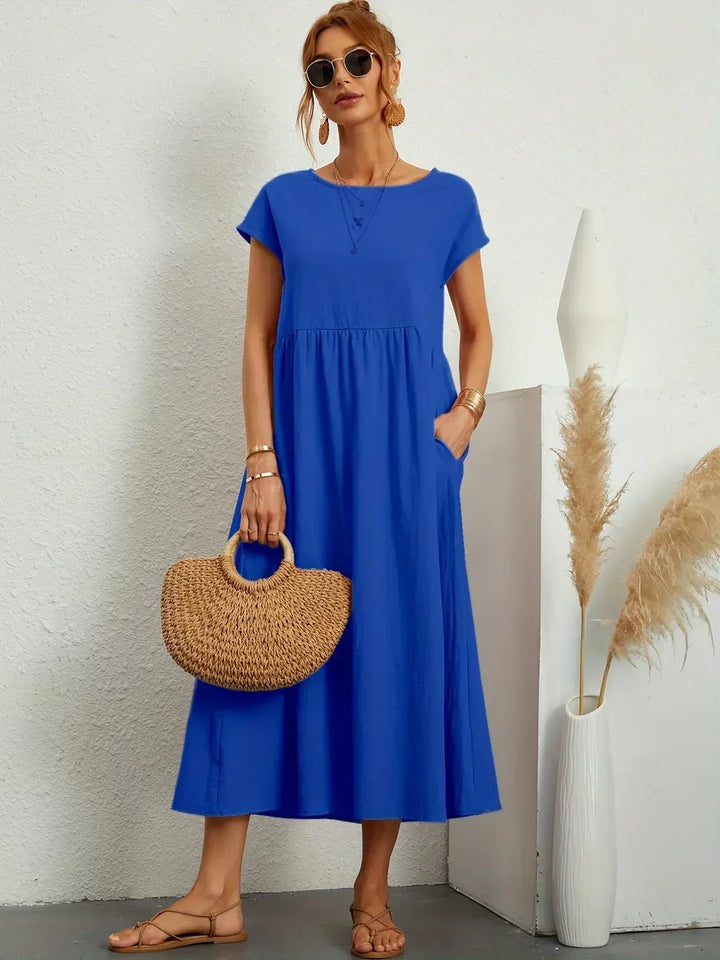 Gabrielle™ — Robe Midi Élégante en Tissu Fluide