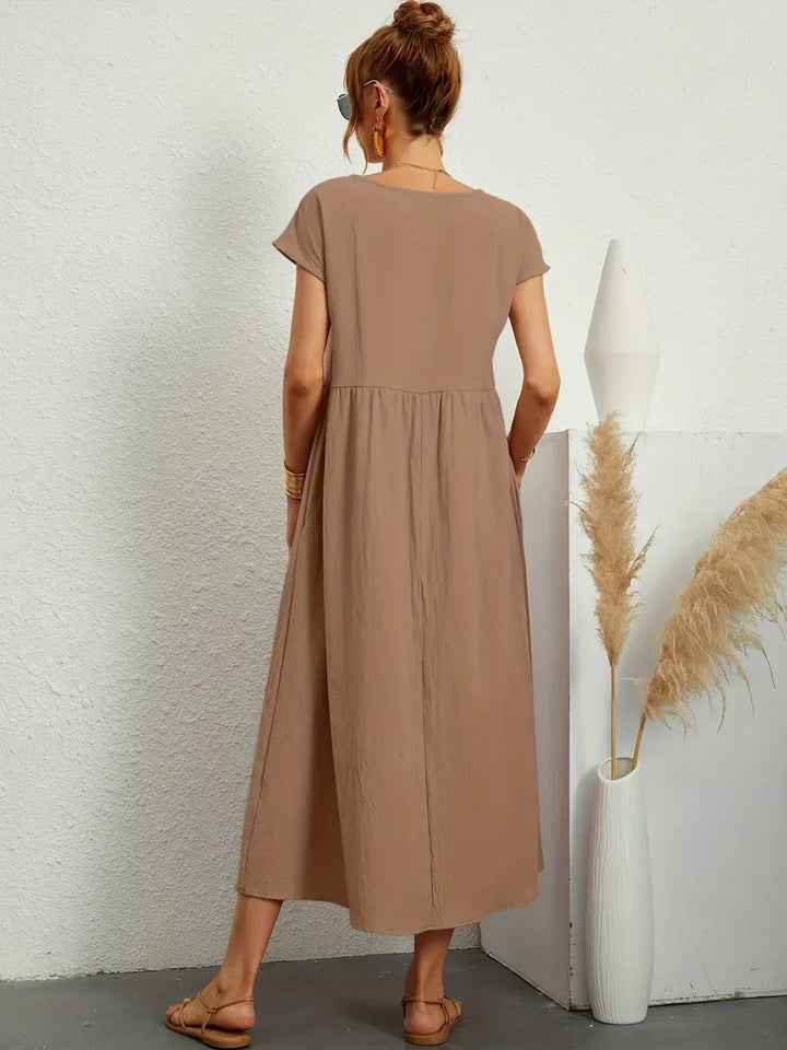 Gabrielle™ — Robe Midi Élégante en Tissu Fluide