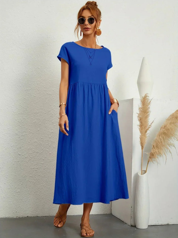 Gabrielle™ — Robe Midi Élégante en Tissu Fluide