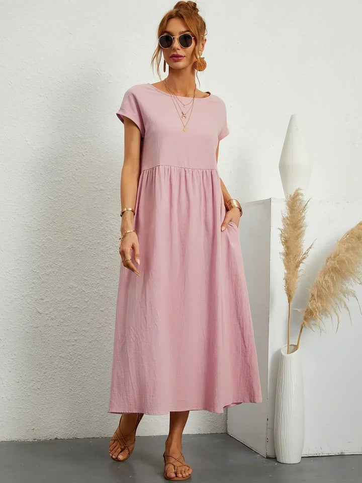 Gabrielle™ — Robe Midi Élégante en Tissu Fluide