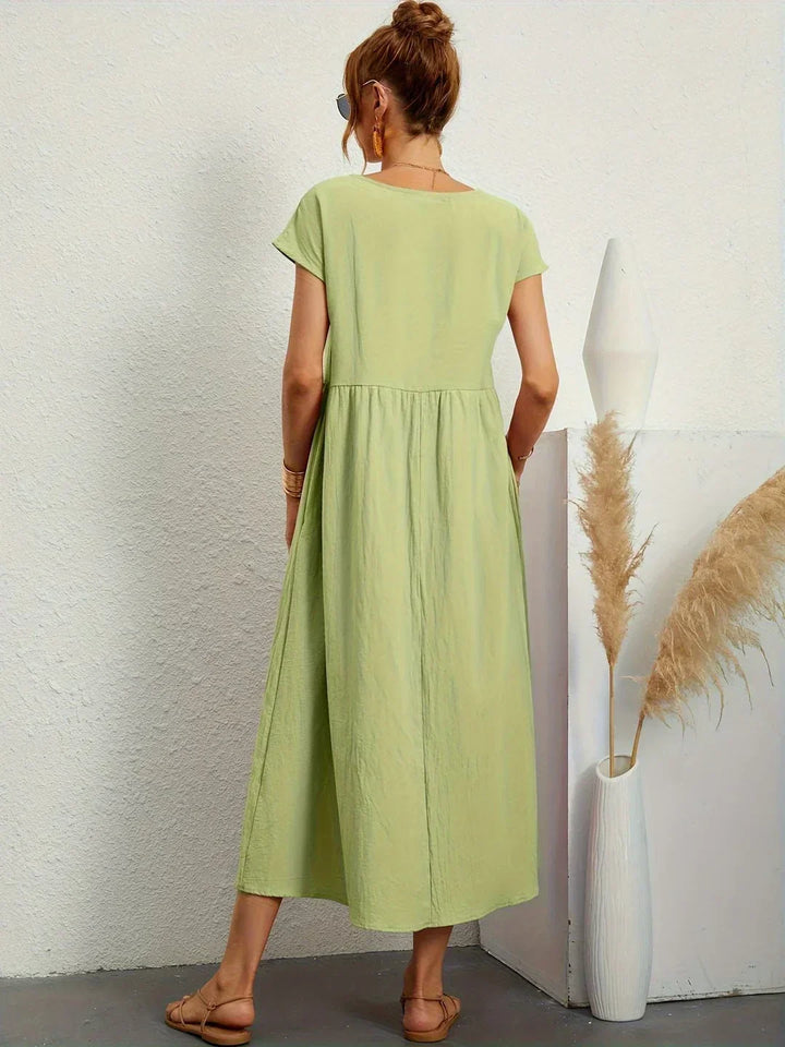 Gabrielle™ — Robe Midi Élégante en Tissu Fluide