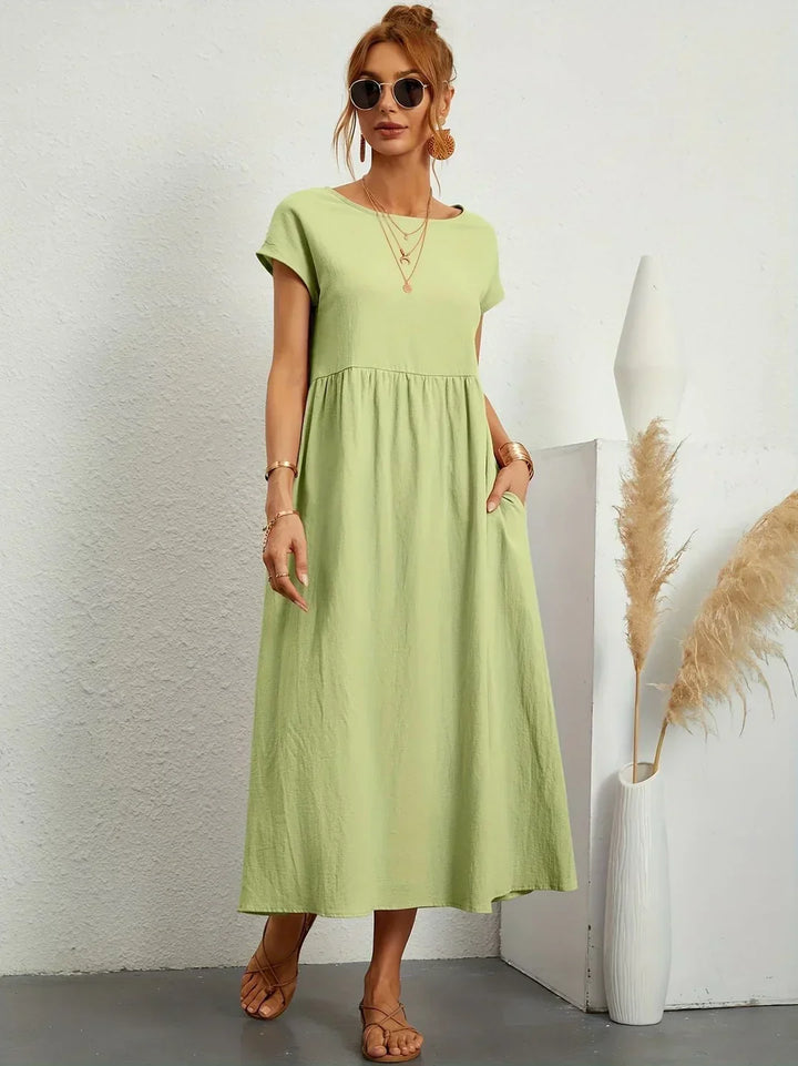 Gabrielle™ — Robe Midi Élégante en Tissu Fluide